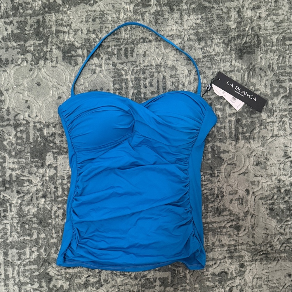 La Blanca Blue ruched Swimsuit Top